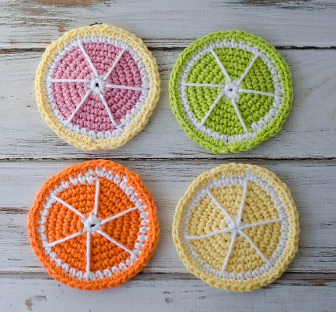 Crochet Citrus Coasters - Crochet 365 Knit Too