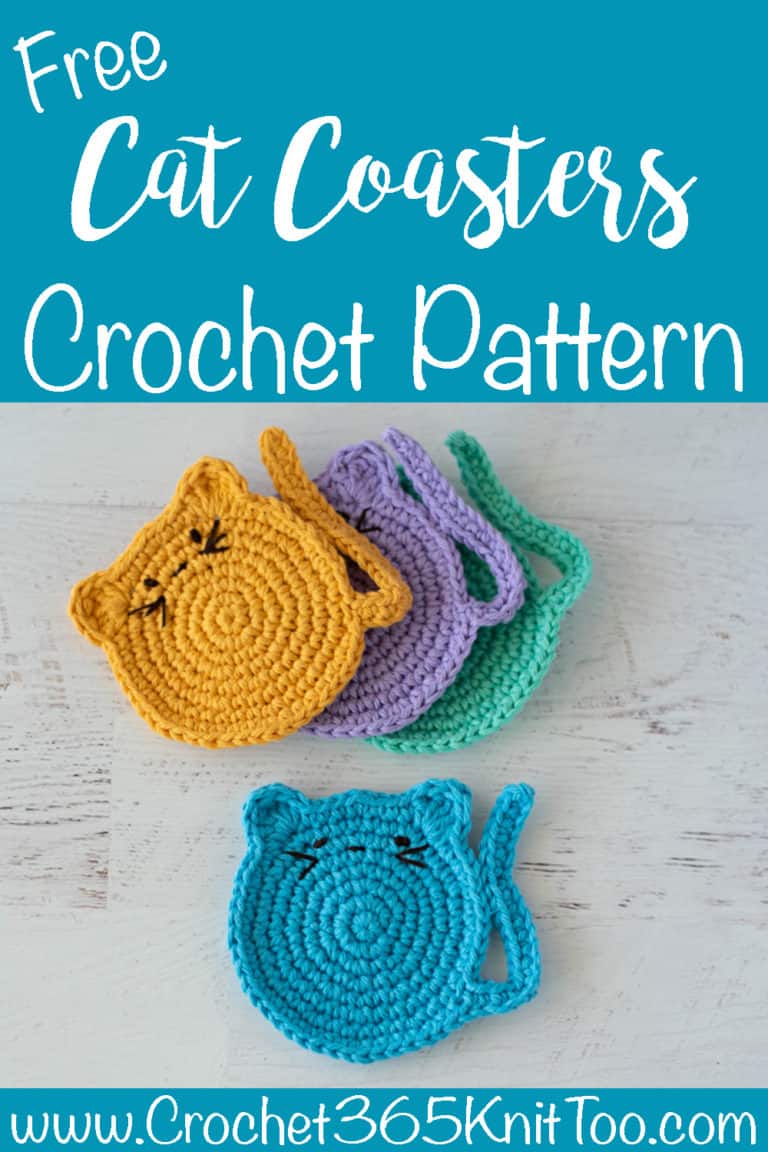 Cute Crochet Cat Coasters - Crochet 365 Knit Too