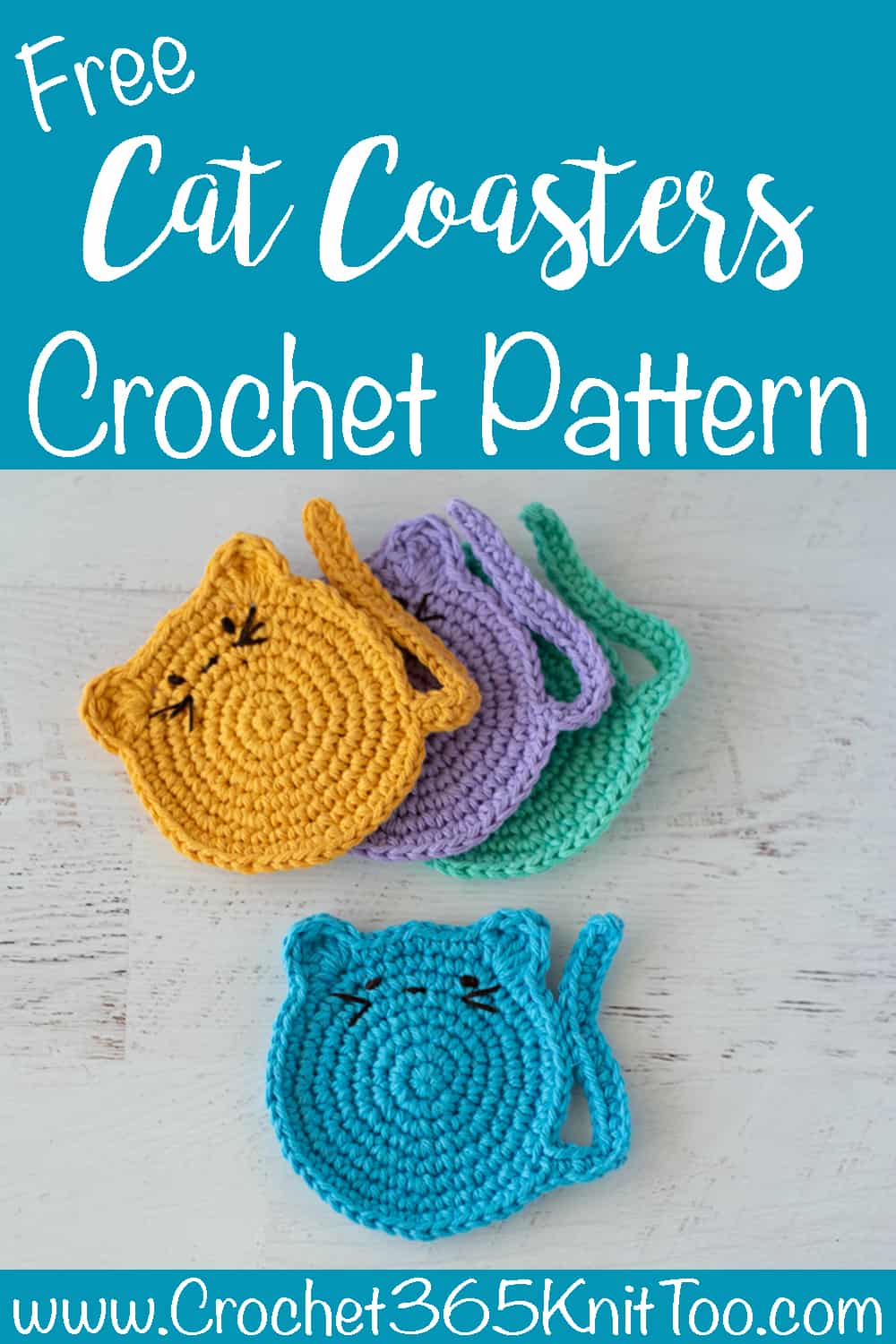 Cute Crochet Cat Coasters - Crochet 365 Knit Too