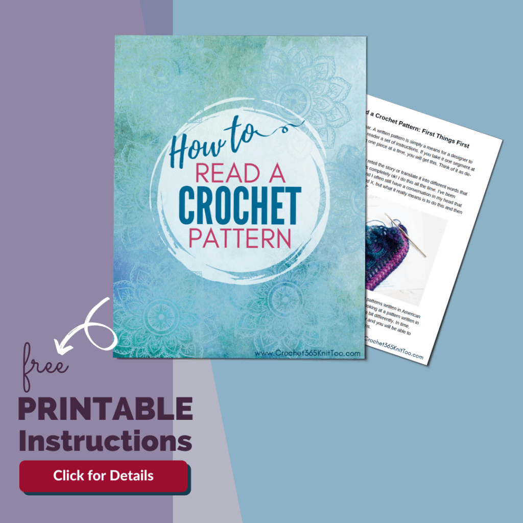 Graphic of printable how to read a crochet pattern