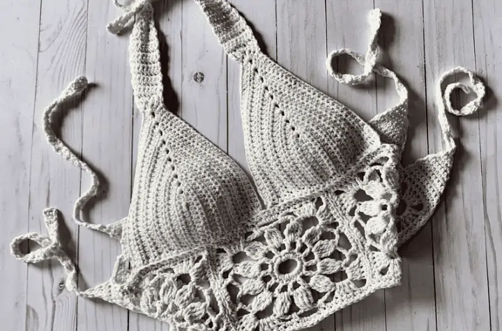 Crochet Lace T-back Bralette -  UK