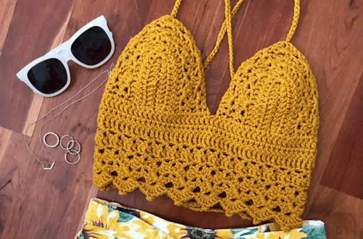Sophie Crochet Lace Bralette - Yellow - ShopperBoard