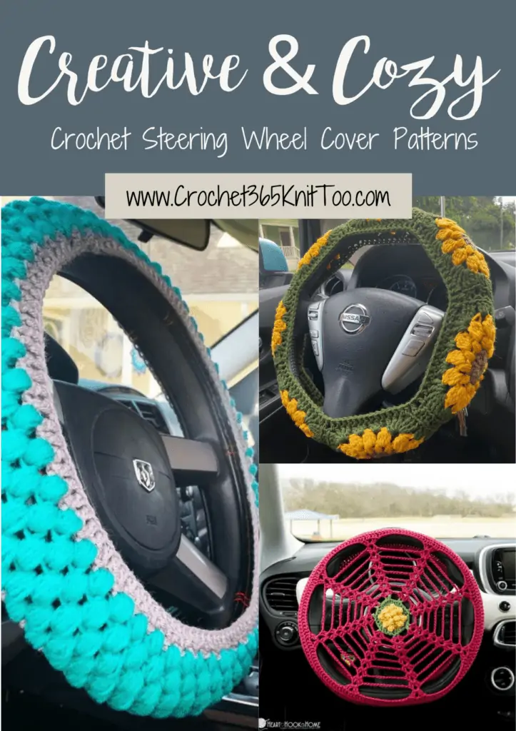 Crochet Pattern for Steering Wheel Cover Sunflower Granny Square
