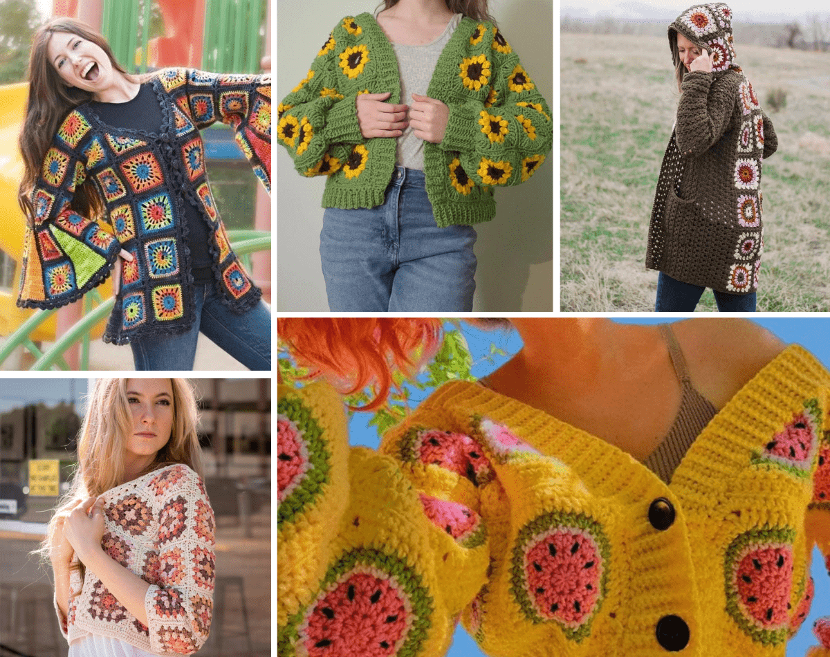 Crochet a Cute Varsity-Style Granny Square Cardigan, This Is