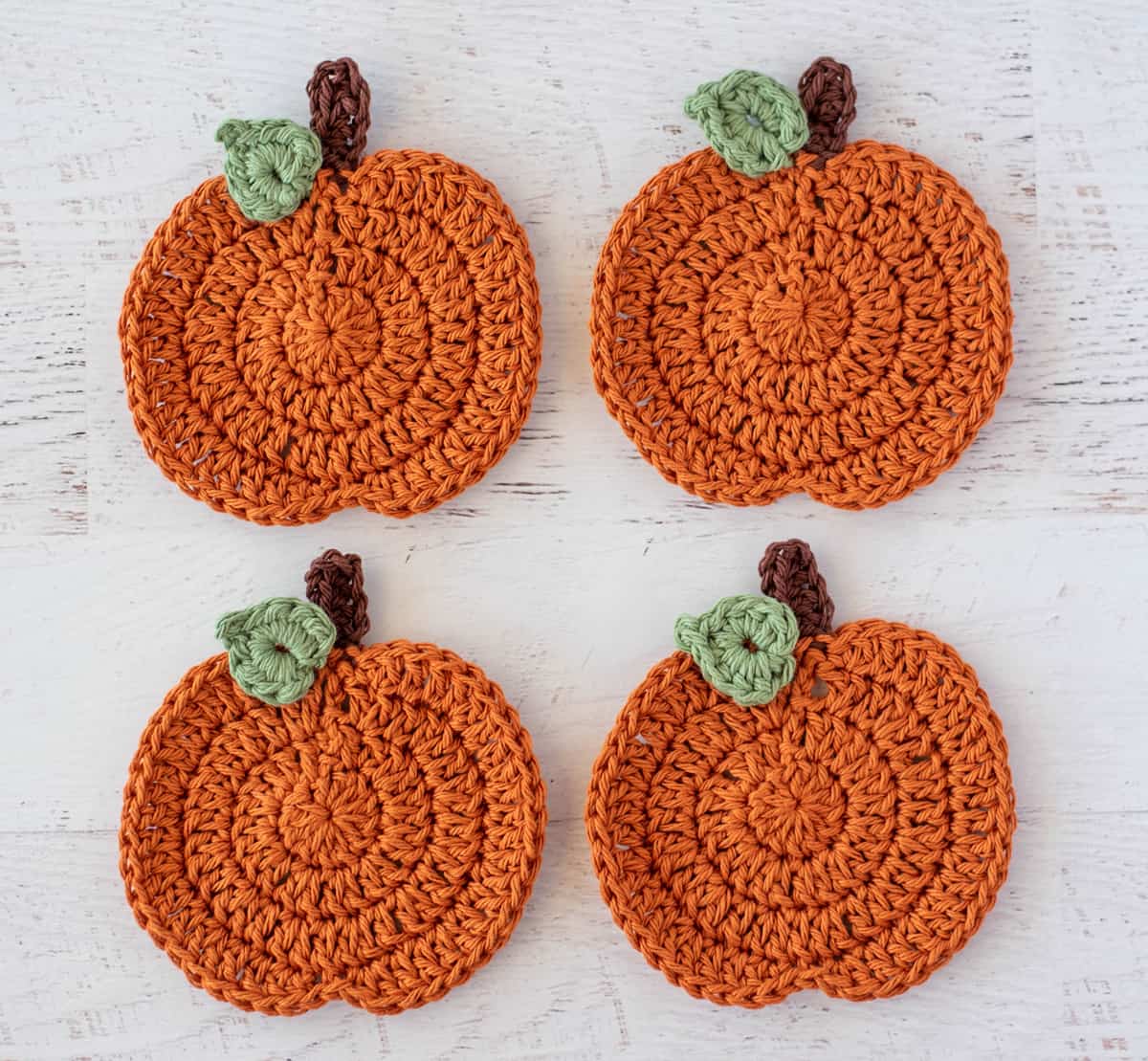 Great Harvest Pumpkin Coasters Crochet 365 Knit Too