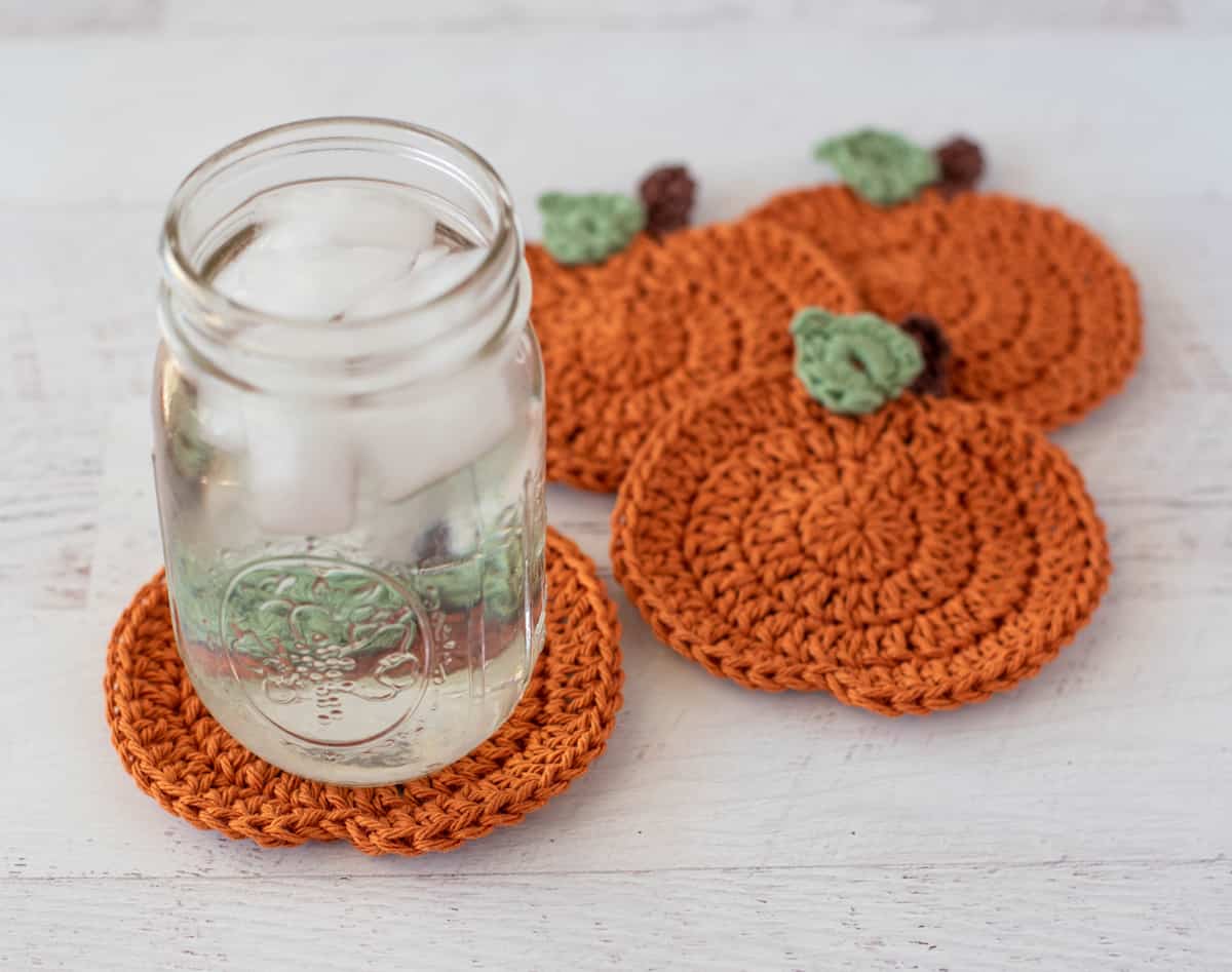 Great Harvest Pumpkin Coasters Crochet 365 Knit Too