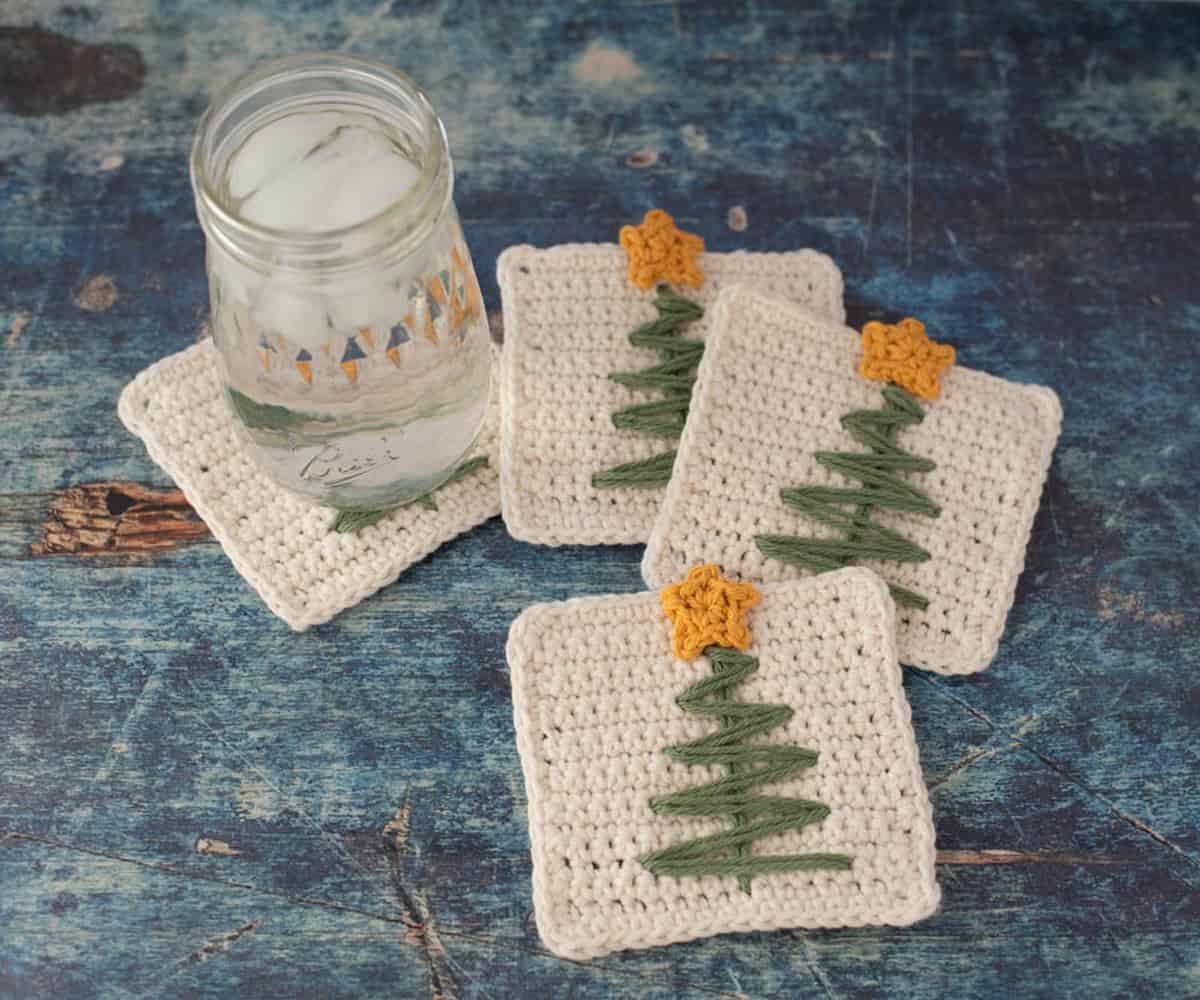 Crochet Christmas Tree Coasters - Crochet 365 Knit Too