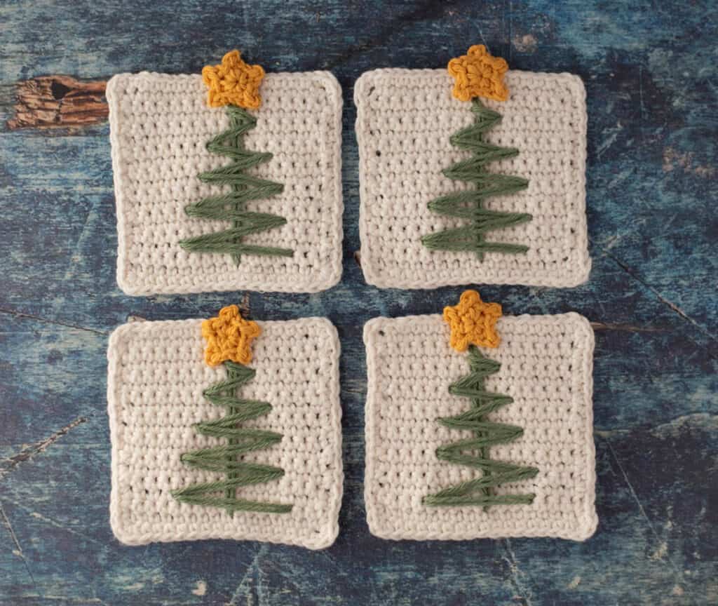 Crochet Christmas Tree Coasters - Crochet 365 Knit Too