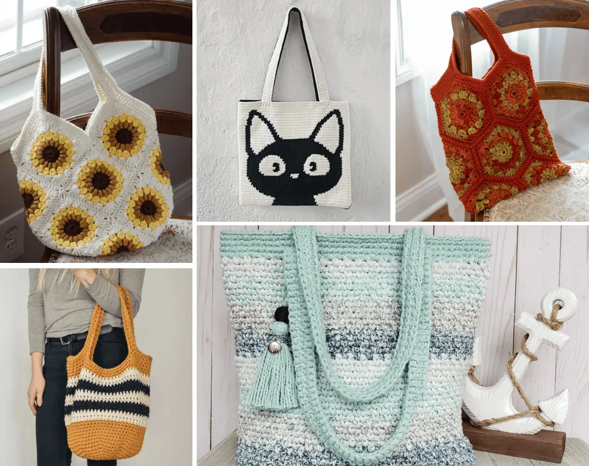 Crochet Bag Pattern Crochet Tote Bag Abstract Faces Tote 