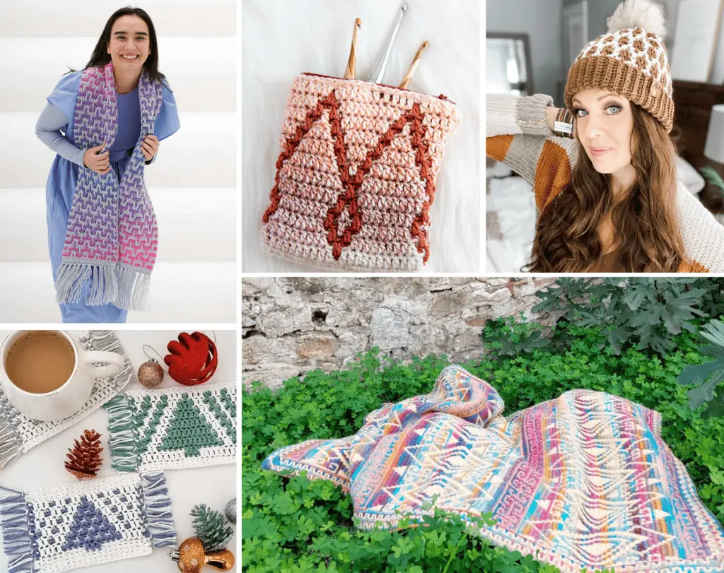 Mosaic Pattern Blankets with Free Crochet Patterns