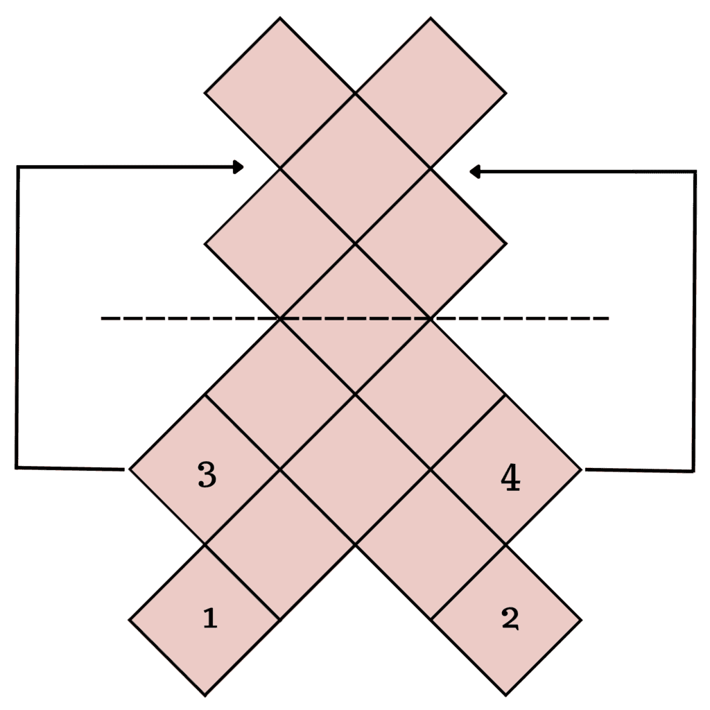 Diagram of crochet granny square bag layout